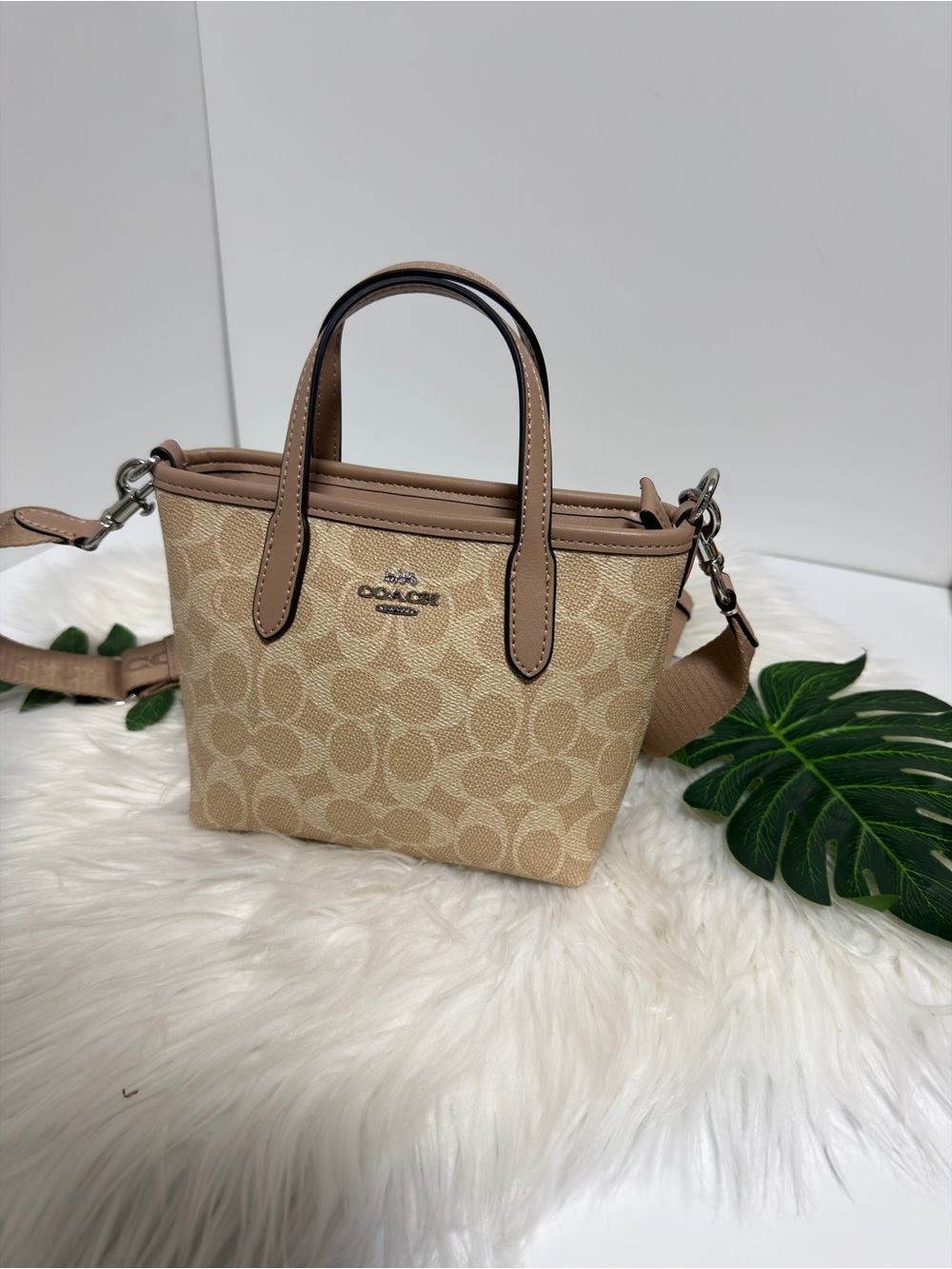 Coach Mini Signature Tote in Tan and Beige